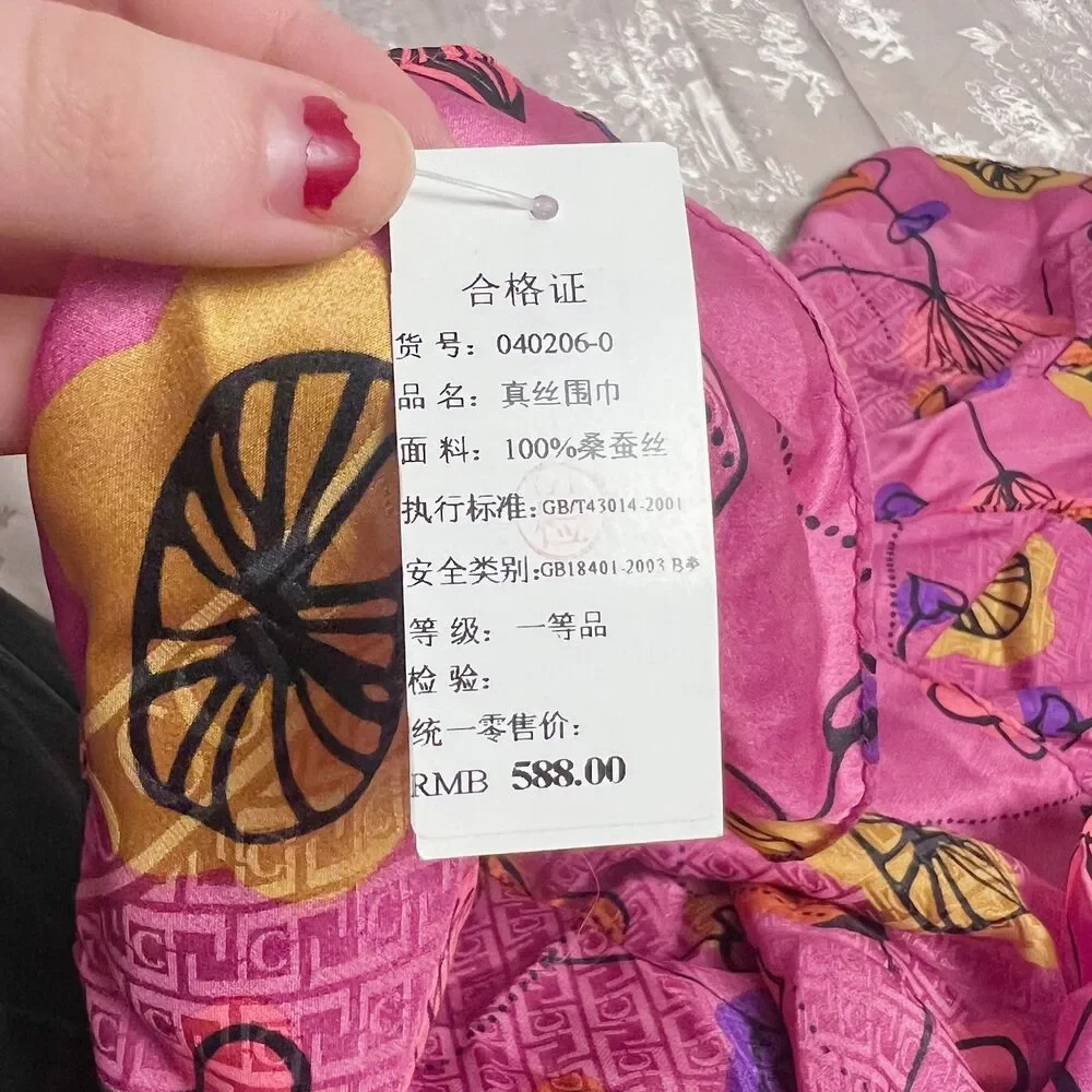 NWT Silk Scarf Soho Pink Orange Yellow Flowers 37